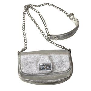 Leather Silver Crossbody Mini Event Evening Purse